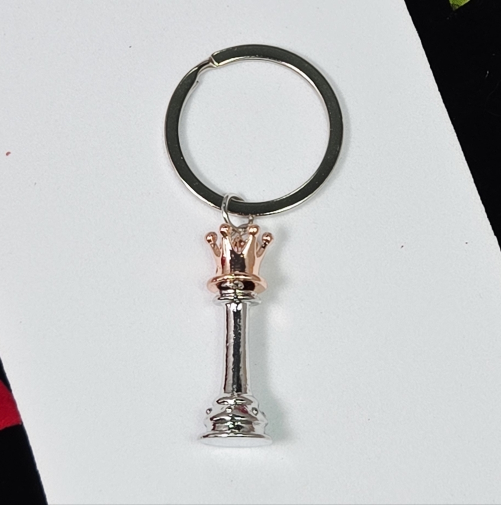 Queen Chess Piece Keychain Rose Gold Silver Pawn Bag Charm Novelty Game Gift